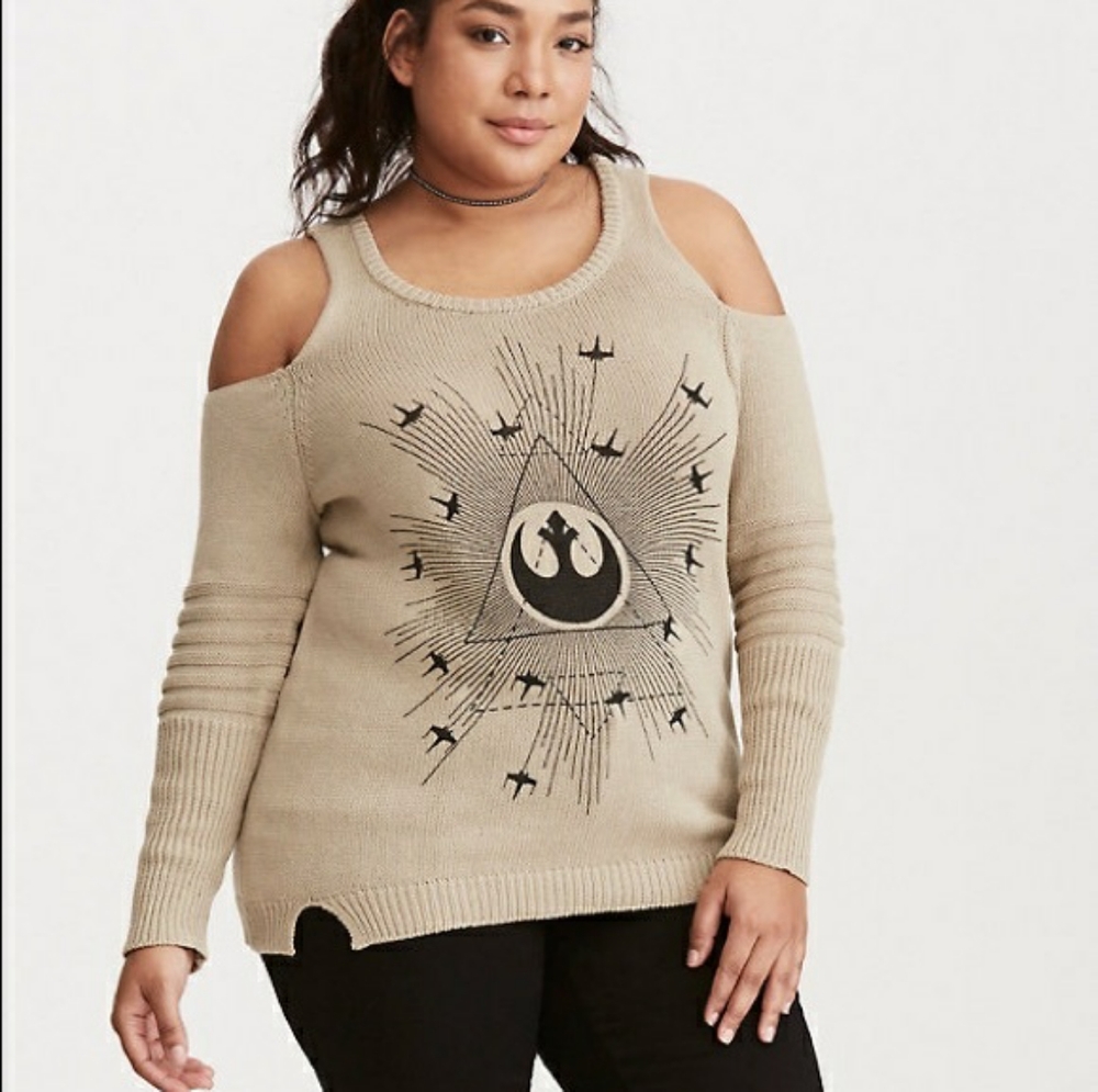 Torrid Star Wars Rogue One cold shoulder sweater